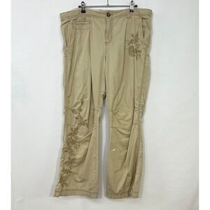 Ralph Lauren 1967 Embroidered Khaki Cargo Pants‎ Western Boho Utility 14